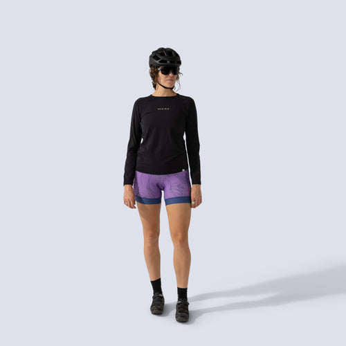 [Amethyst Contour] Eleanor Chammy Amethyst Contour front full body view with black long sleeve jersey