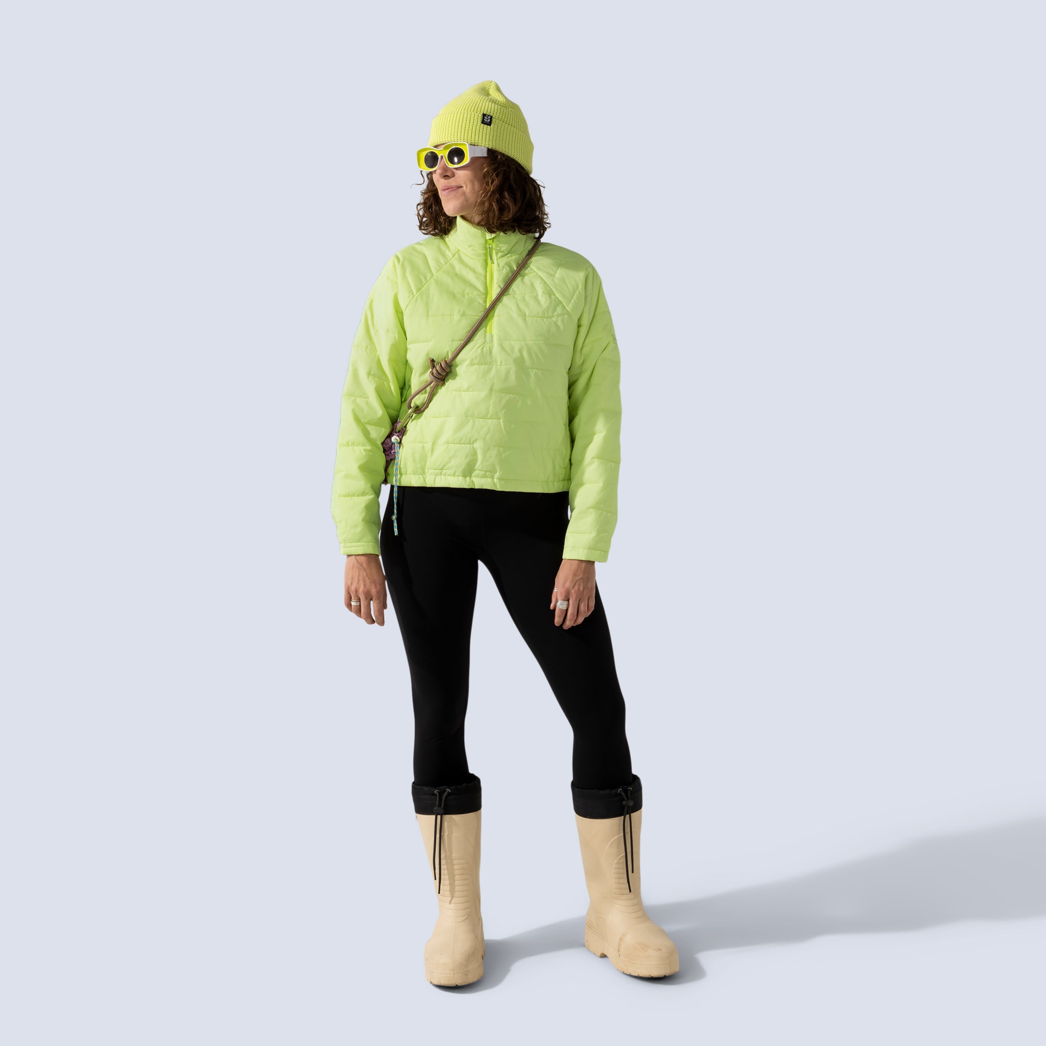 [Iced Matcha] Payette insulated pullover in iced matcha, on model front full body