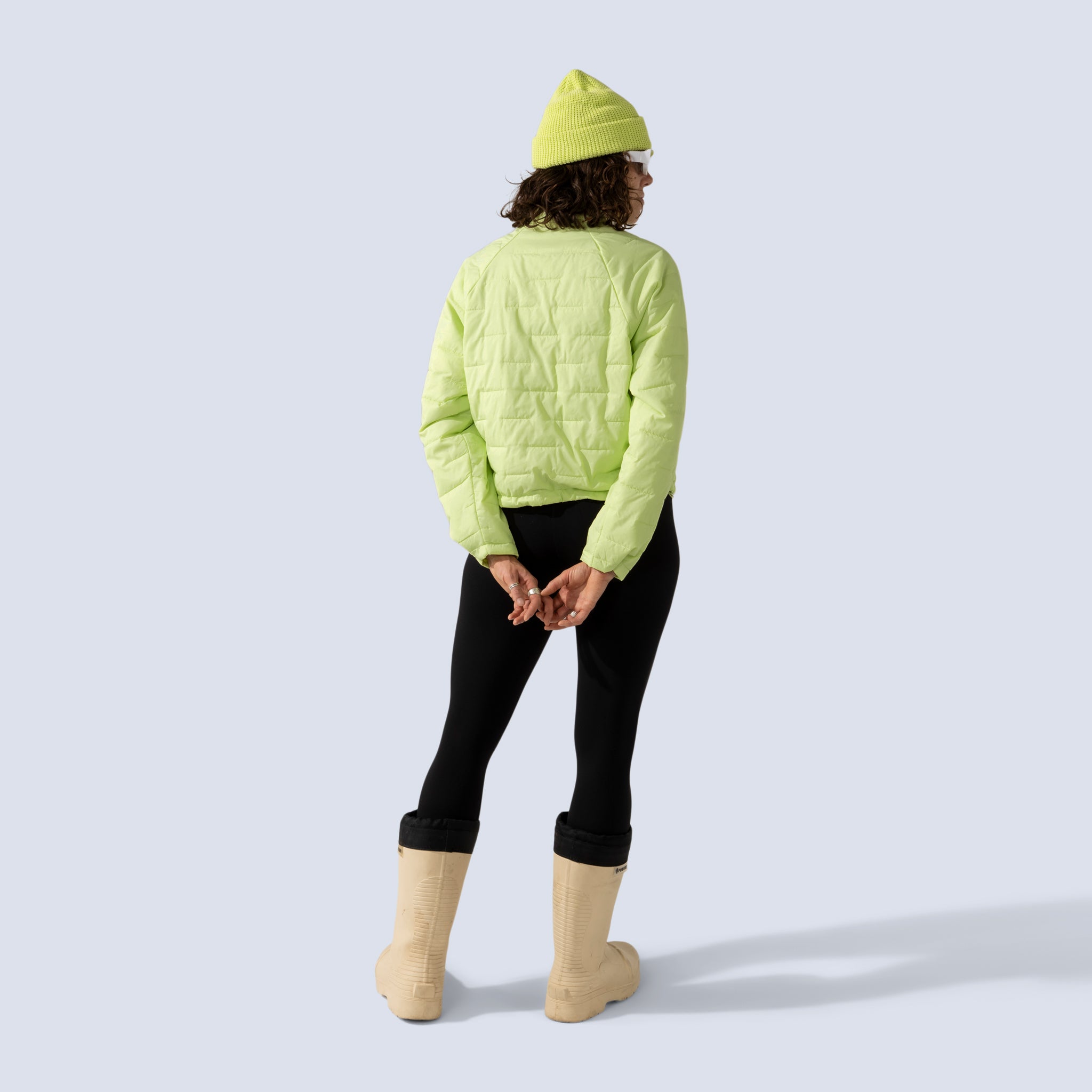 [Iced Matcha] Payette insulated pullover in iced matcha, on model back full body