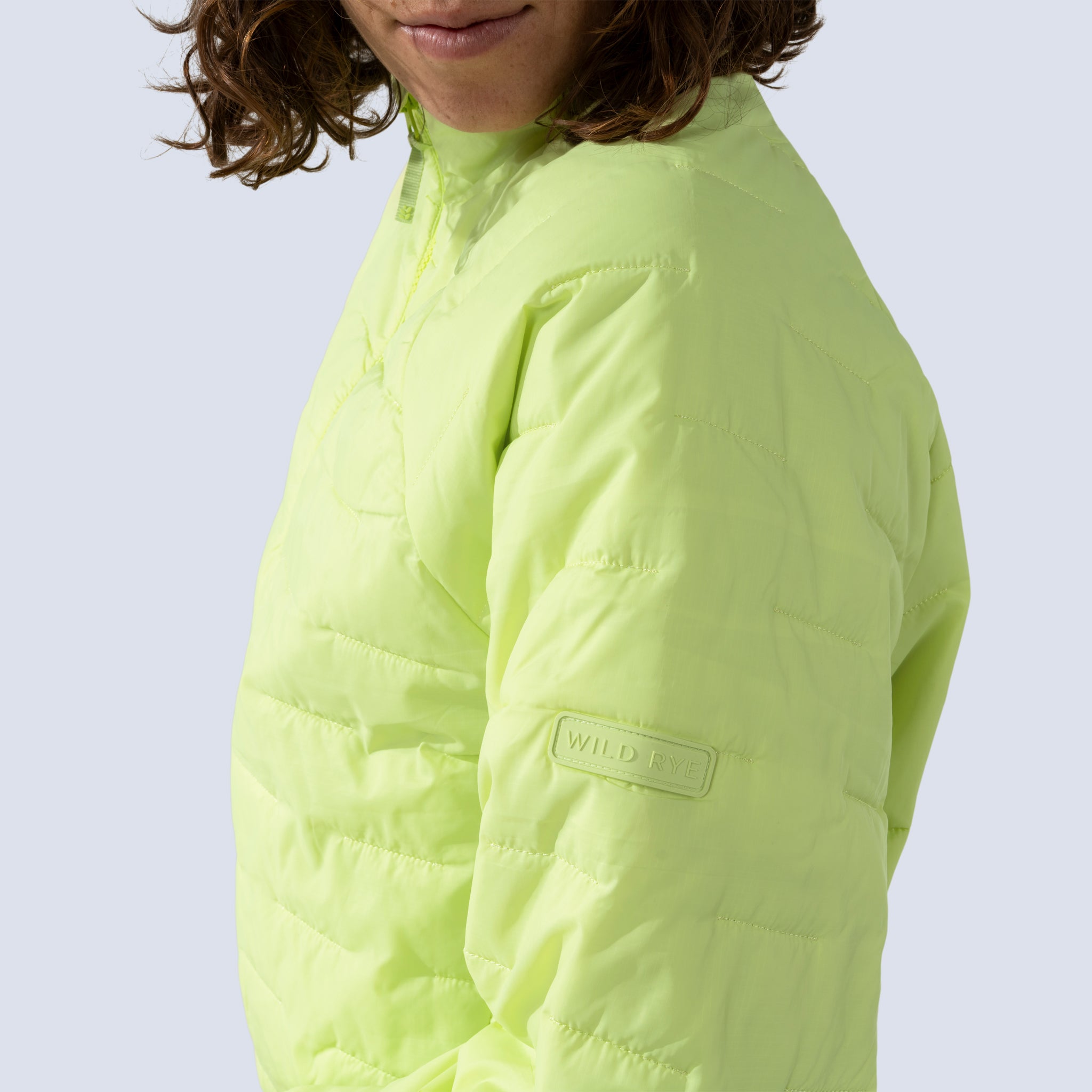 [Iced Matcha] Payette insulated pullover in iced matcha, silicone "wild rye" patch on arm