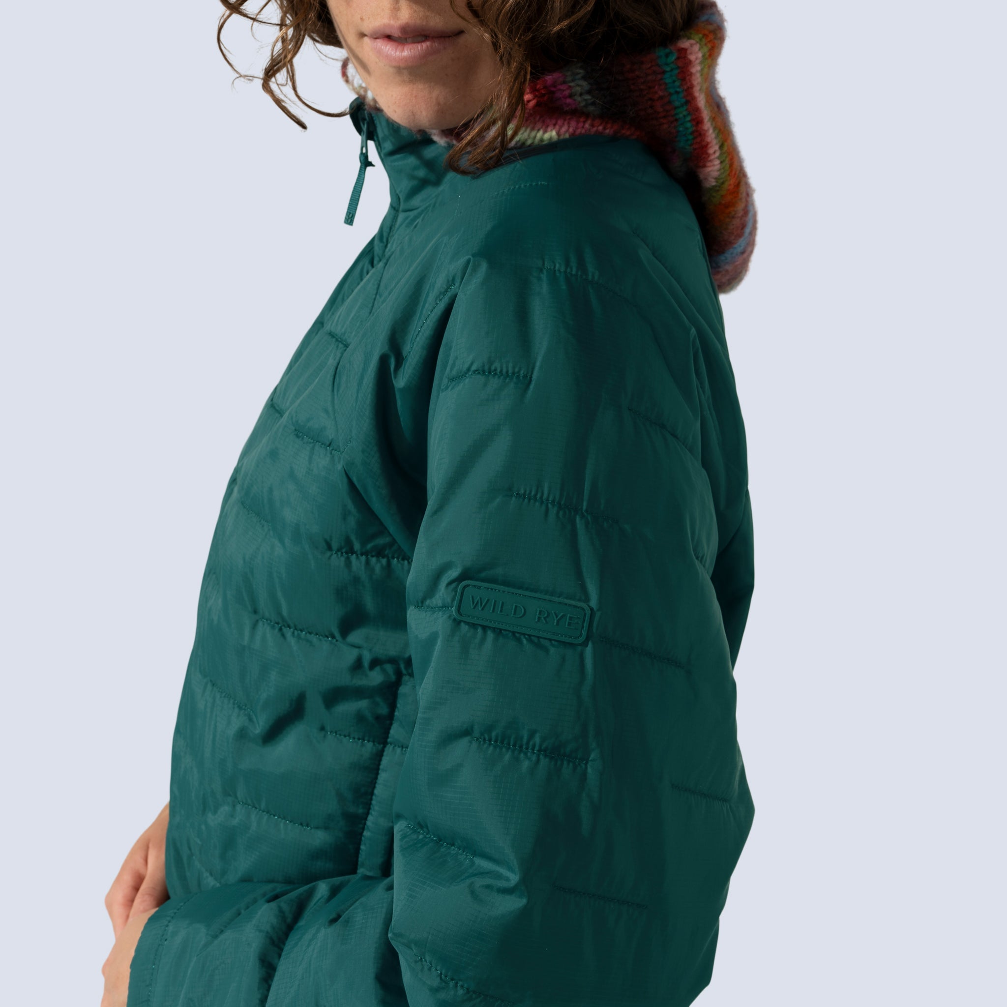 [Shaded Spruce] Payette pullover shaded spruce, silicone "Wild Rye" patch on arm