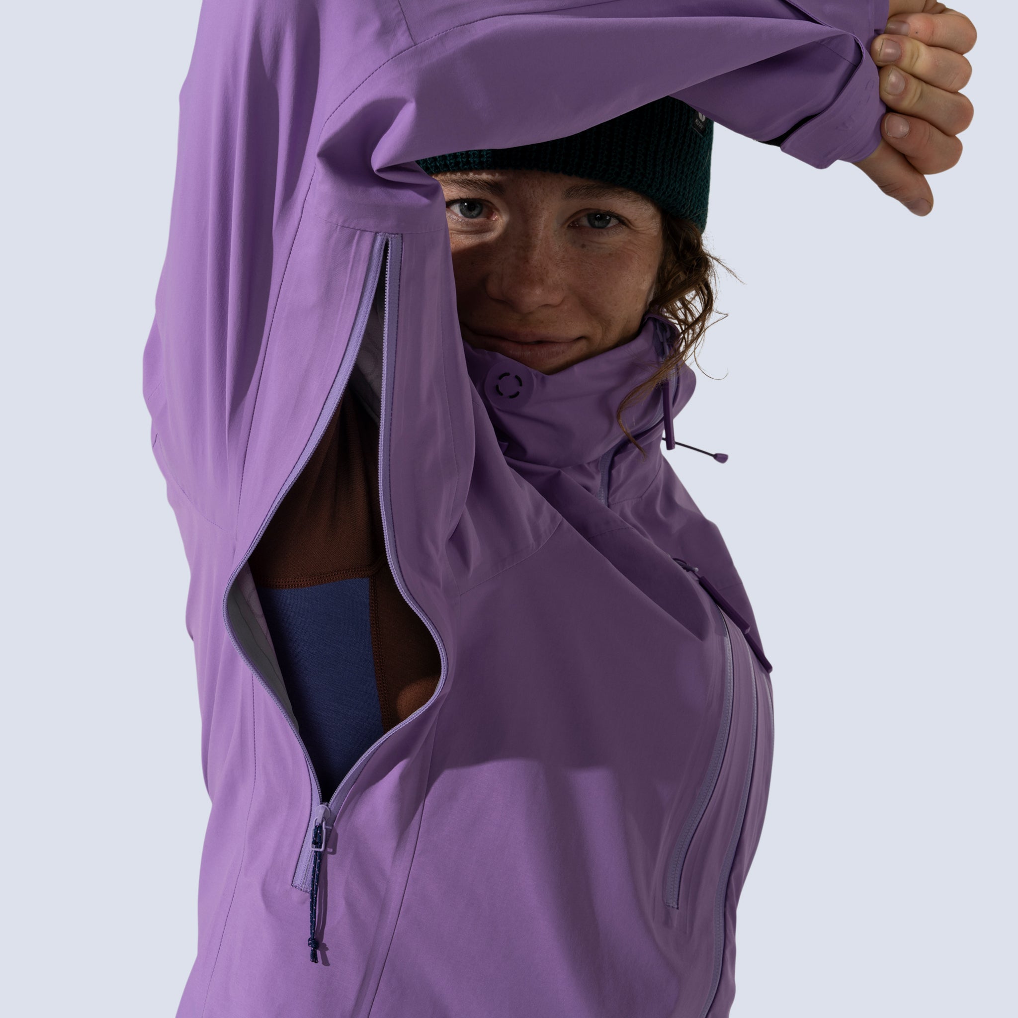 [Amethyst] Heyburn 3L Jacket in amethyst, armpit zippers