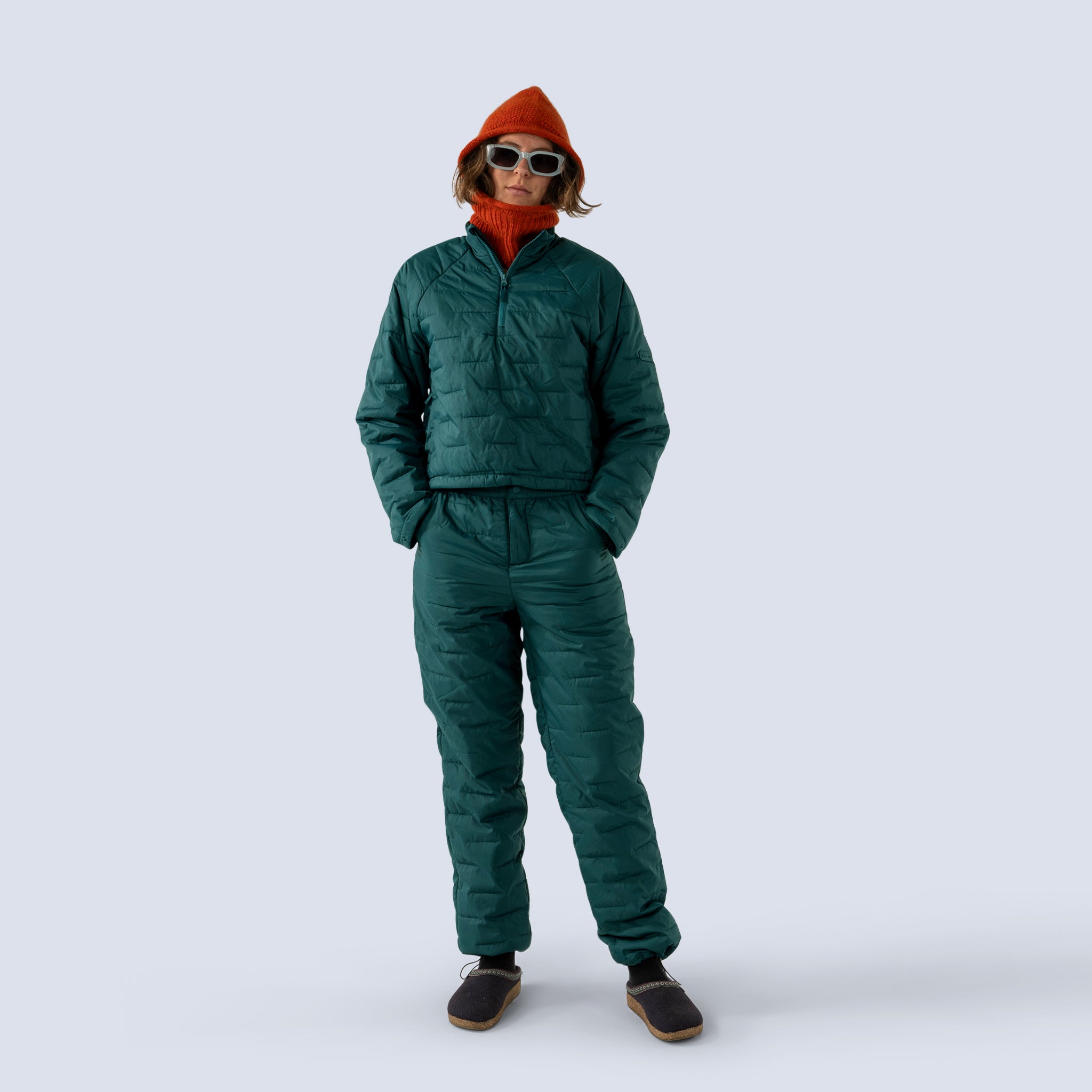 [Shaded Spruce] Payette Insulated Pant in shaded spruce green, on model front full body view