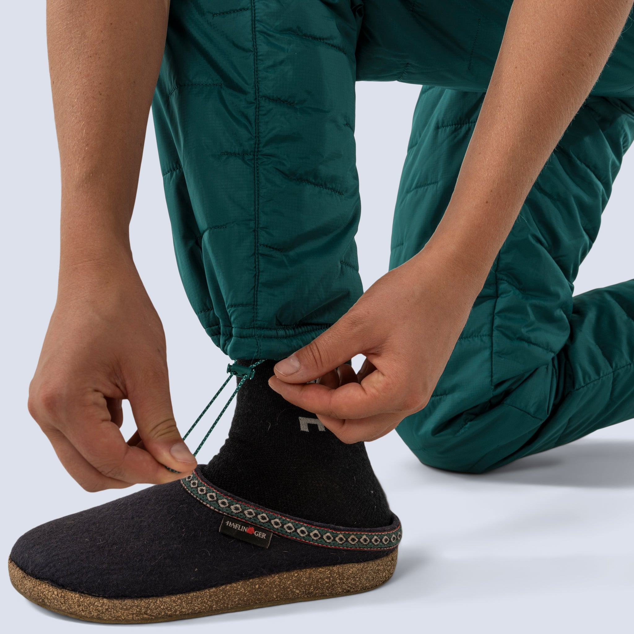 [Shaded Spruce] Payette Insulated Pant in shaded spruce green, bottom hem cinch detail