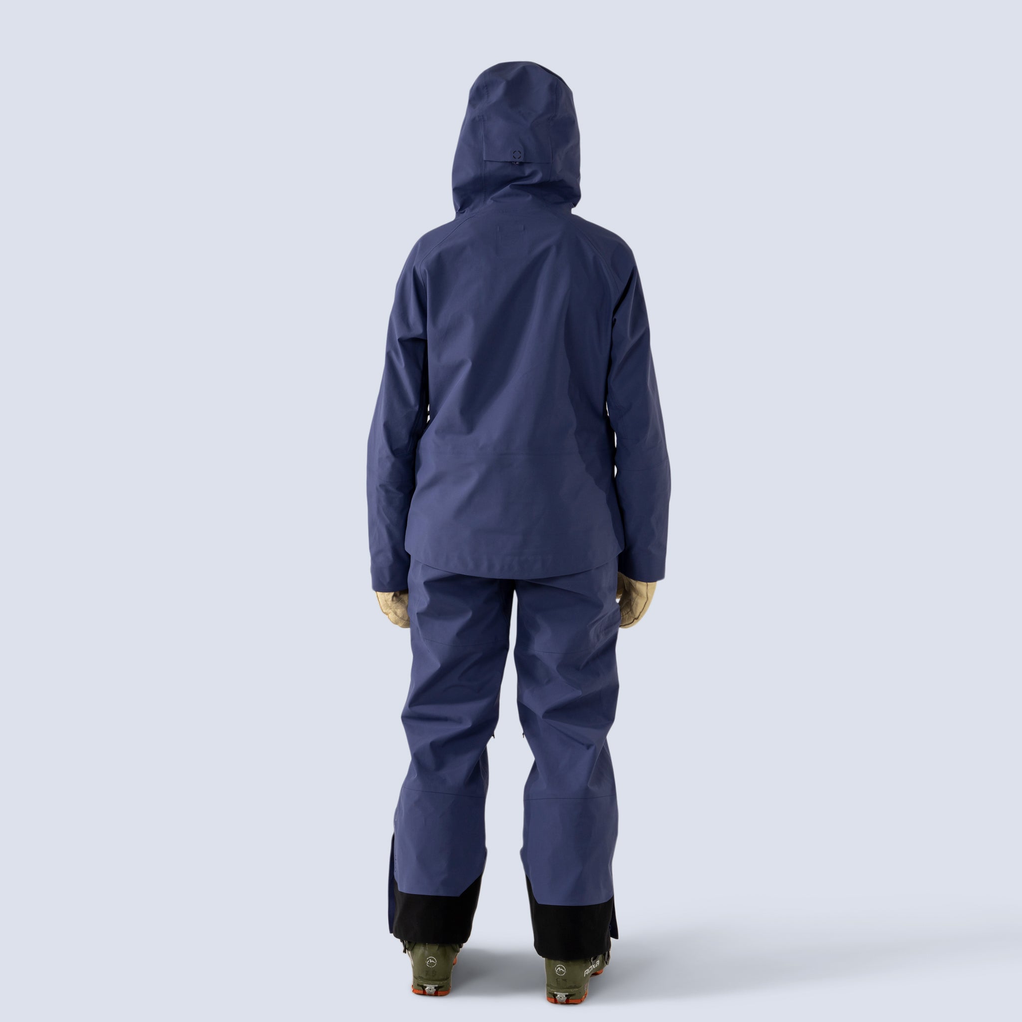 [Storm] Butterfield 3L pant in storm blue, on model back full body view with matching butterfield jacket