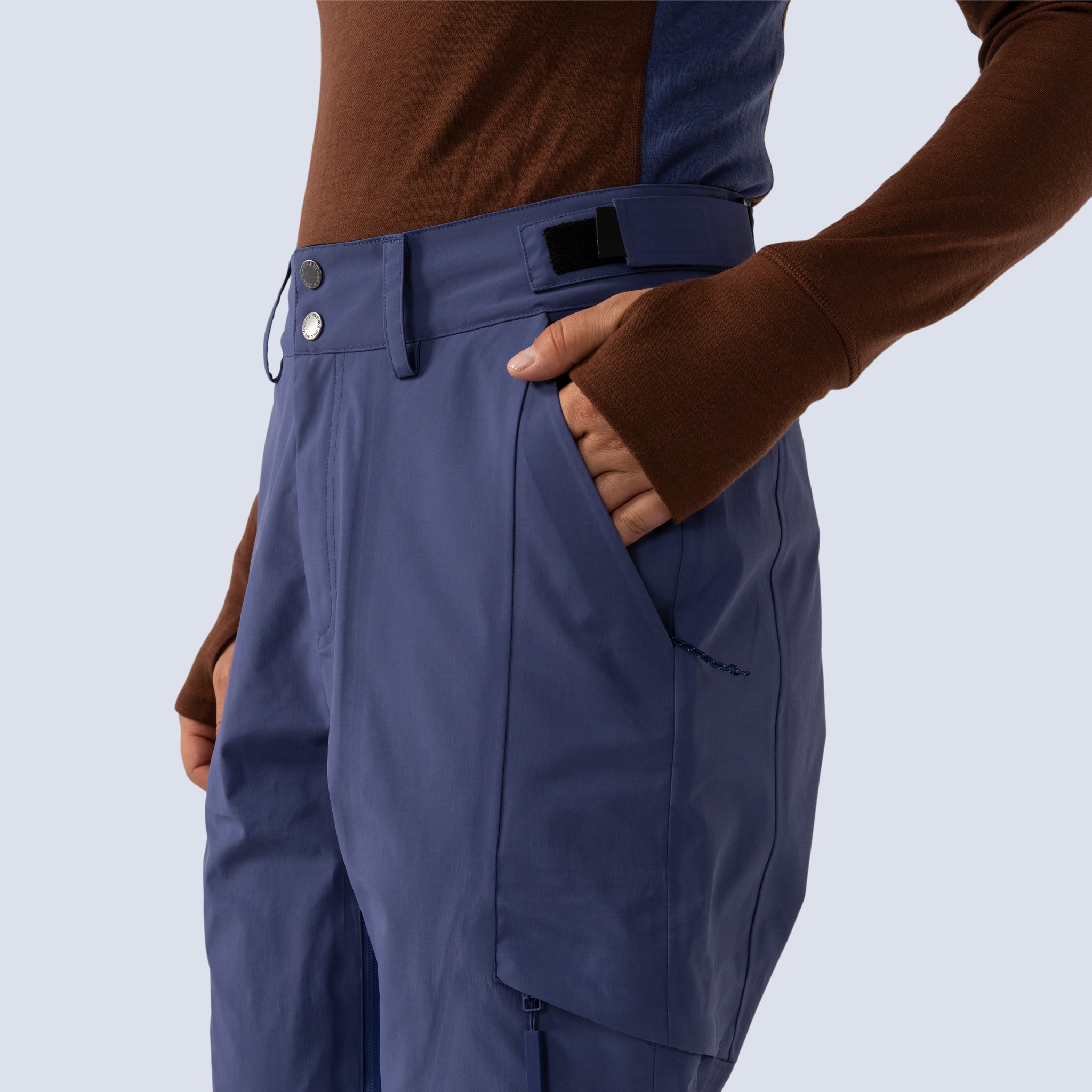 [Storm] Butterfield 3L pant in storm blue, front zippered hand pocket