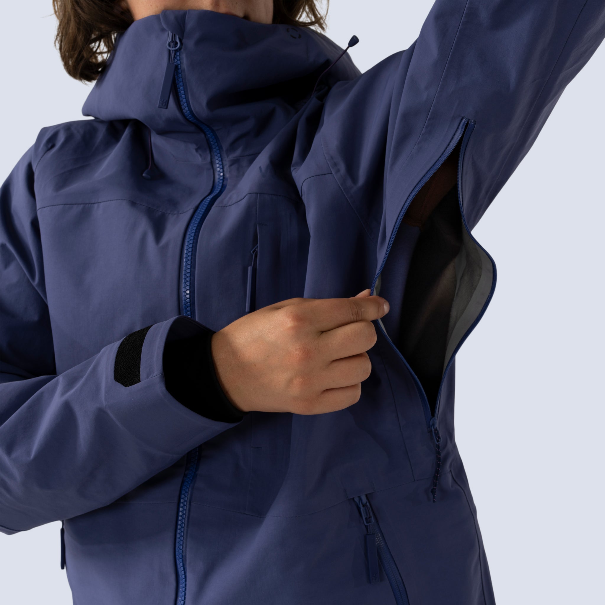 [Storm] Butterfield 3L jacket in storm blue, pit zips detail