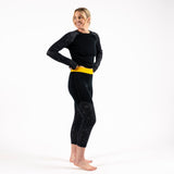 [Zodiac Black] Black merino wool baselayer front full body view with waistband detail