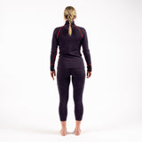 [eggplant] maroon merino wool leggings full body back