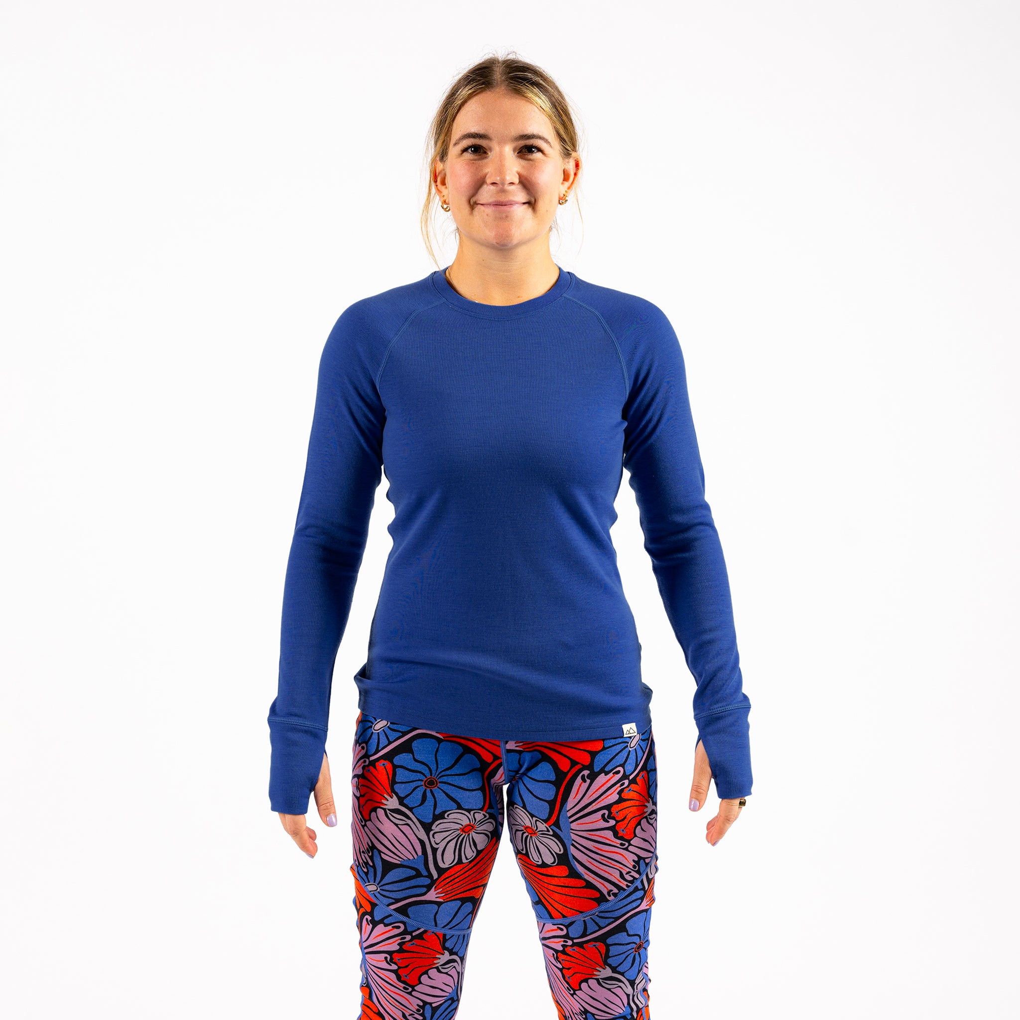 [Bluebell] Blue merino wool baselayer front view