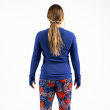 [Bluebell] Blue merino wool baselayer back view