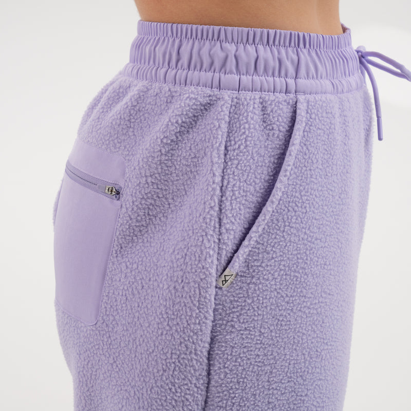 danner high-pile fleece jogger lilac waistband detail