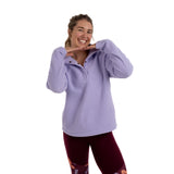 high-pile fleece pullover lilac front crop