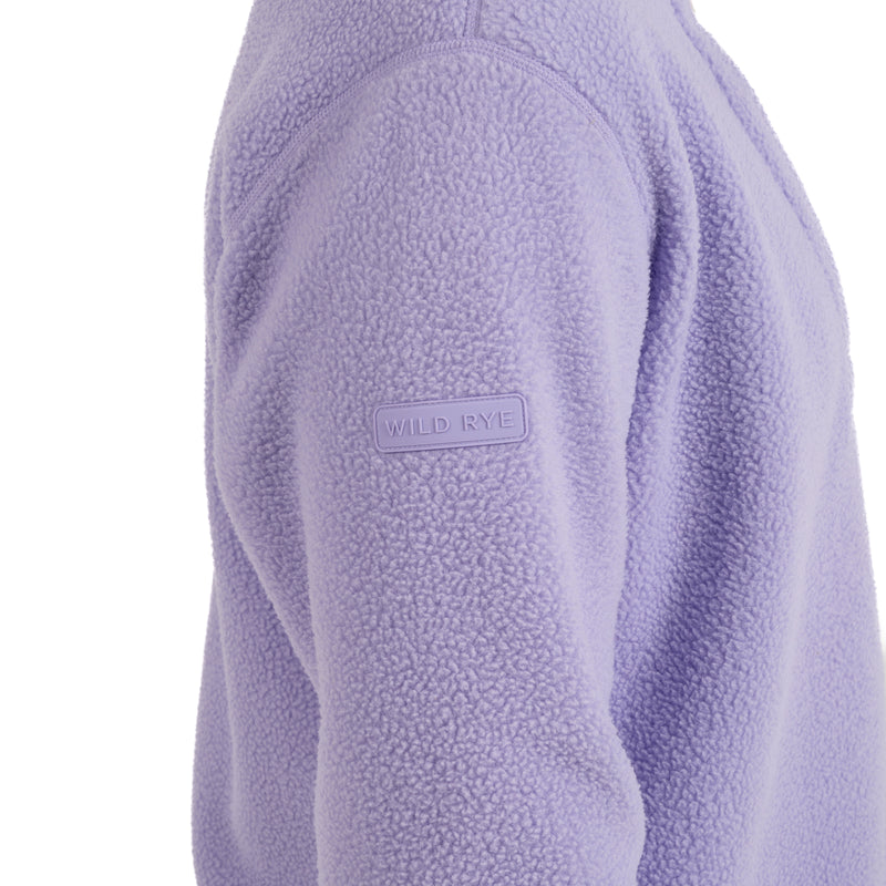 danner high-pile fleece pullover lilac logo detail