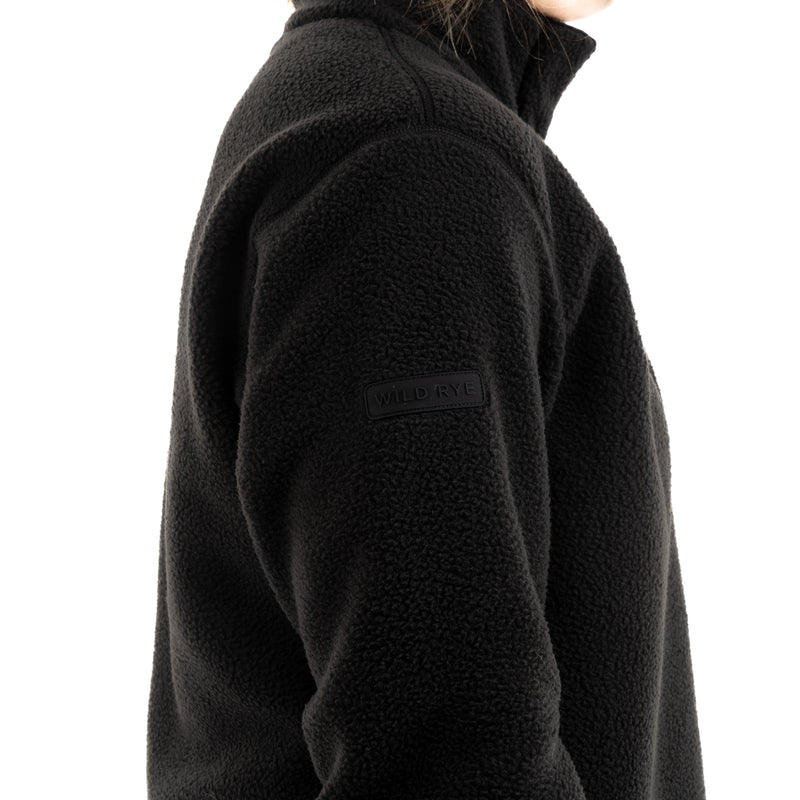 high-pile fleece pullover black logo detail