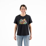 Black t shirt with colorful "changemaker" graphic