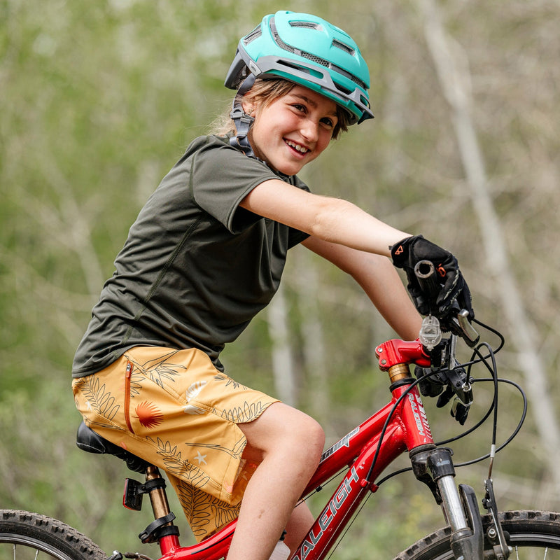 Girl mountain biking in kaweah girls bike short