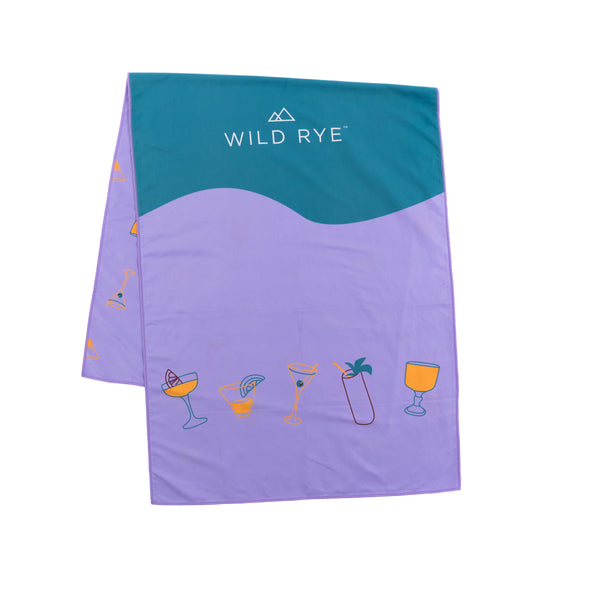 Wild Rye Camp Towel happy hour flatlay